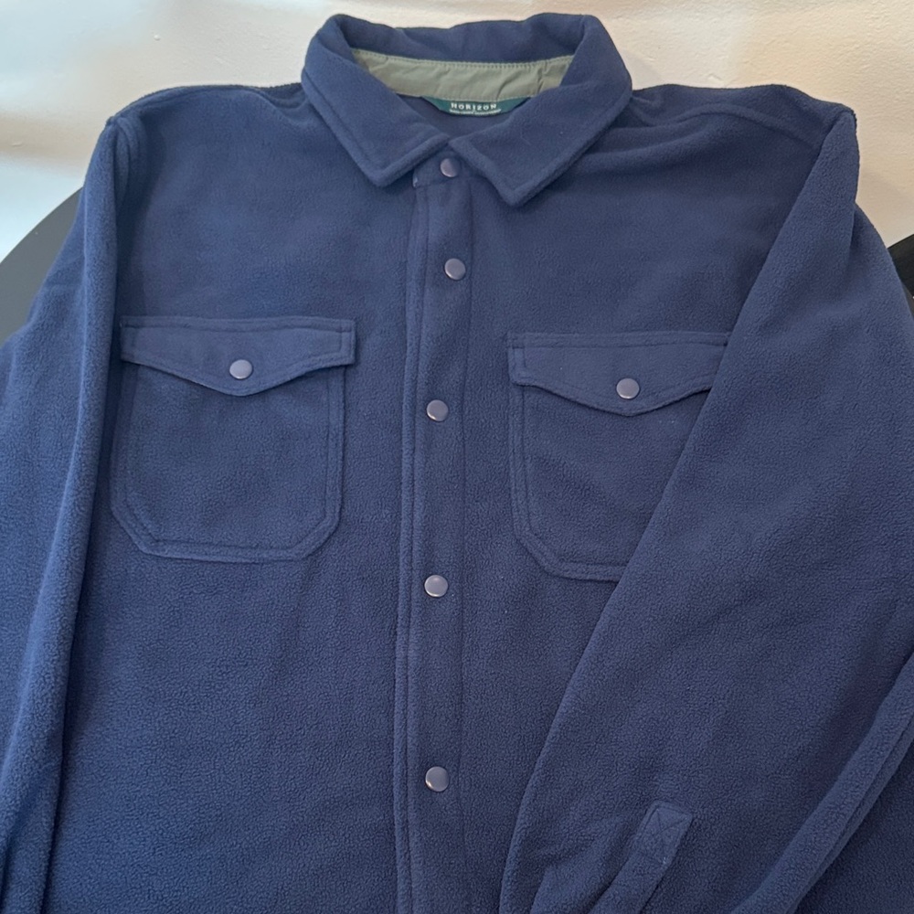 Men's Navy Blue Fleece Shirt Jacket - Size XL